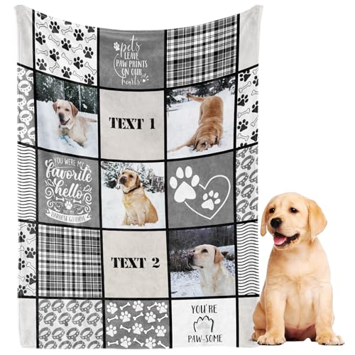 Personalized Dog Blanket with Name Photo, Custom Flannel Throw Gifts | Custom pet blanket, for dog/cat lovers, Couch/bed decor, 4 sizes: 30x40, 40x50, 50x60, 60x80 in, Ships next day, Made in USA - color: Style 5