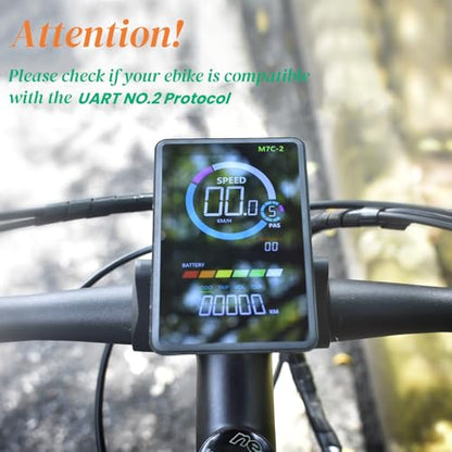 Ebike Display, UART No. 2 Protocol, 24V-60V ABS Colorful Cycling Computer with Charging Port for Mobile Devices, Vertical Ebike LCD Display to Enrich Cycling Journey