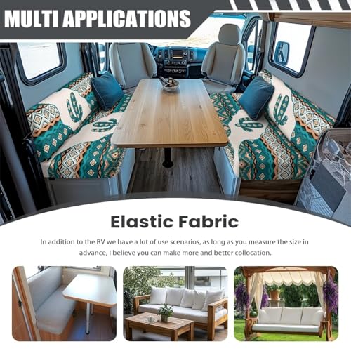 SEANATIVE Cactus Aztec Tribal RV Dinette Cushion Covers Stretch Printed RV Sofa Seat Slipcovers Replacement Non-Slip Camper Cushion Slipcovers Washable RV Dinette Seat Covers - color: Cactus Aztec Tribal