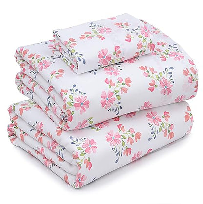 RUVANTI 100% Cotton Percale Sheets Twin XL, Bloomex | Crisp Cooling, Deep Pocket 16", Soft Breathable & Durable, Hotel-Style, 3 Piece Set - color: Bloomex, size: Twin XL