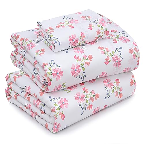RUVANTI 100% Cotton Percale Sheets Twin XL, Bloomex | Crisp Cooling, Deep Pocket 16", Soft Breathable & Durable, Hotel-Style, 3 Piece Set - color: Bloomex, size: Twin XL