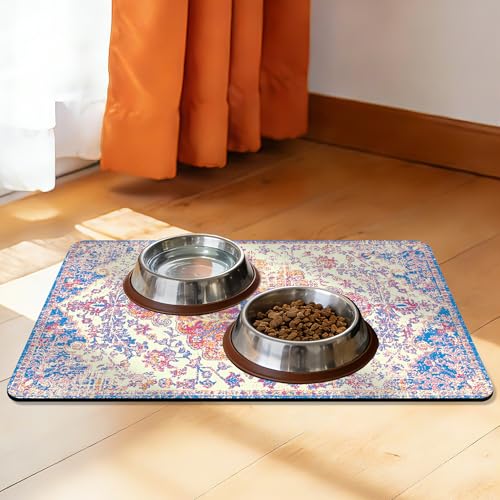 Cat Food Mat Pet Feeding Mats Dog Bowls Mat Cat Water Mat 12x20 Inch Boho1 - color: Bohemia Style 01