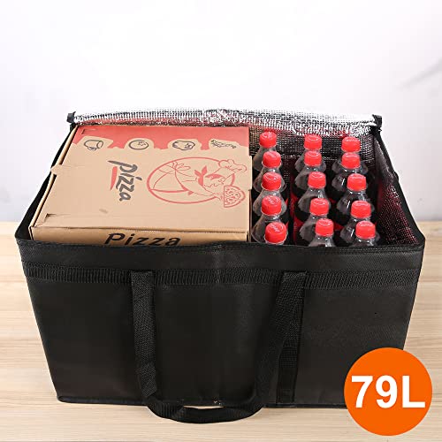 Bodaon 2-Pack Insulated Food Delivery Bag, XXX-Large Meal Grocery Tote Insulation Bag for Hot and cold Food, Commercial, Large Capacity Reusable Warming Bag, Heavy Duty Pizza Carrier, Black + Red - color: Black + Red, size: XXX-Large (Without Hard Bottom)