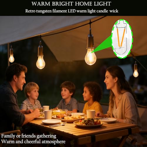 Solar Camping Lantern, Portable LED Camping Light with Light Sensor, USB Rechargeable Tent Light, Dusk to Dawn Waterproof Hanging Emergency Light for Outdoor Hiking Backpacking Patio Warm White 2 Pack