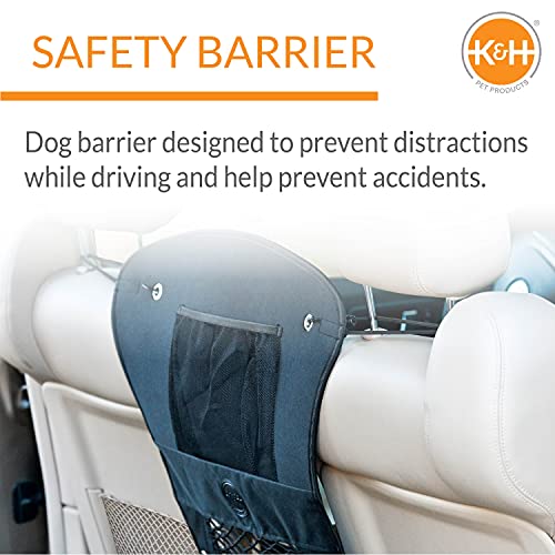 K&H Pet Products Dog Car Net, Pet Travel Safety Barrier, Auto Safety Organizer with Pocket & Mesh Vent Cover for Cars and SUV's, Car Divider for Safer Driving, Universal Bungee Cord Fit - 23 X 24in