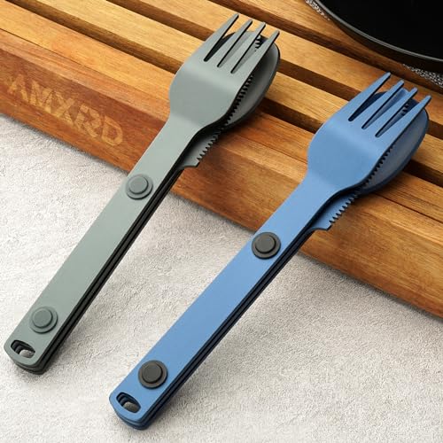 Magnetic Camping Utensils Set, Knife, Fork & Spoon Cutlery Set, Portable & Reusable Metal Aluminum Travel Flatware, 3-PACK, Gray - color: Gray