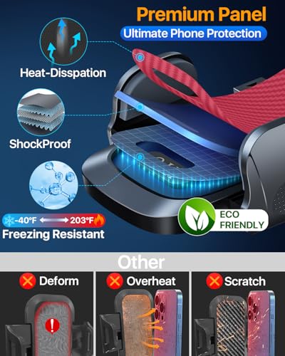 HTU 2026 Ultimate Best【True Military-Grade & Safety Cert】Car Phone Holder【Upgraded 360 Rotation & 100+LBS Strongest Suction】5-in-1 Truck Windshield Dashboard Vent Mount Stand for iPhone Android, Red - color: Red