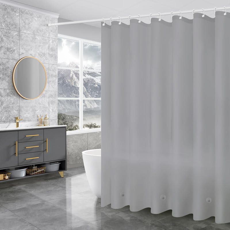 Grey Shower Curtain Liner,PEVA Shower Liner for Bathtubs Waterproof Bathroom Curtain with Weighted Stones 60" W x 72" H Inches - color: Grey, size: 60"W x 72"L (Pack of 1)