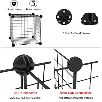 LANGXUN 16pcs Small Animal Playpen with Waterproof Mat, Pet Playpen, Rabbit Guinea Pig Cages, Puppy Kitten Playpen | Indoor & Outdoor Portable Metal Wire Yard Fence 13"x13" - style: 16 Metal Panels & Mat(13'' x 13")