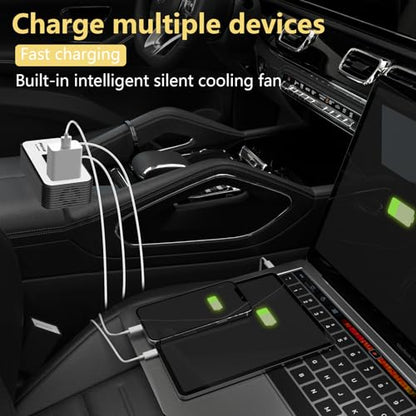 200W Car Power Inverter, PiSFAU DC 12V to 110V AC Car Plug Adapter Outlet with [20W USB-C] /USB-Fast Charger(18W) / 4.8A Dual USB/car Charger for Laptop - size: 200W-Standard