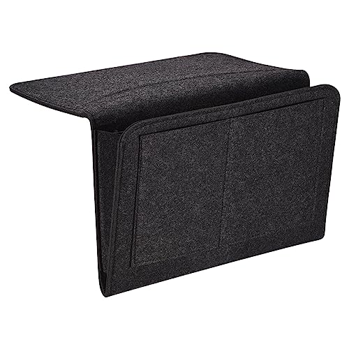 PATIKIL 13in Bedside Caddy, Bed Caddy Bedside Organizer Hanging 5 Pocket Soft Felt Bed Pockets Bedside Storage Organizer Remote Control Holder for Bedroom Phones Glasses, Grey - color: Grey, size: 12.6*8.6inch