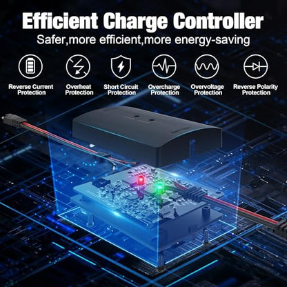 SOLPERK 25W 12V Solar Battery Charger, Waterpoof Solar Panel Kit with Energy Saving Controller for Car RV Trailer Marine Boat Motorcycle Truck Tractor Etc - size: 25W