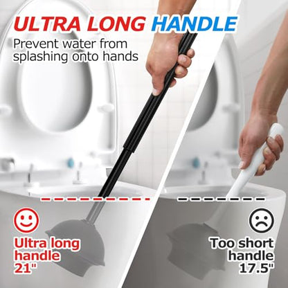 FORASTO 4Pack 2 in 1 Toilet Brush and Plunger Set, Extended Handle Plunger,Toilet Bowl Brush Plunger Set,Bathroom Cleaning Tools,Toilet Brush Plunger Combo,Cleaning Supplies, Cleaning Brush - color: Black, size: 4PACK