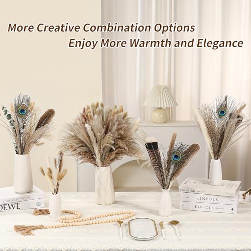 Bpole Dried Pampas Grass Decor - 100Pcs16-17 inch Pampas Grass Bouquet with Natural Feathers Boho Flowers Arrangement for Vase,Home Wedding Party Centerpiece and Rustic Farmhouse Decor - size: 16-17inch 100PCS