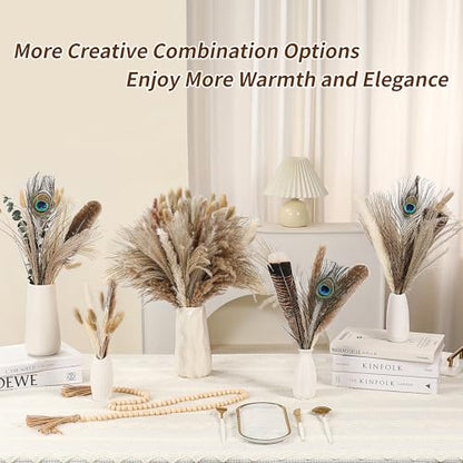 Bpole Dried Pampas Grass Decor - 100Pcs16-17 inch Pampas Grass Bouquet with Natural Feathers Boho Flowers Arrangement for Vase,Home Wedding Party Centerpiece and Rustic Farmhouse Decor - size: 16-17inch 100PCS