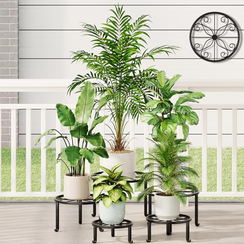 5 Pack Metal Plant Stand Heavy Duty Metal Plant Shelf for Multiple Plants Anti-Rust Iron Flower Pot Stand Holder for Home Garden - color: S-Black