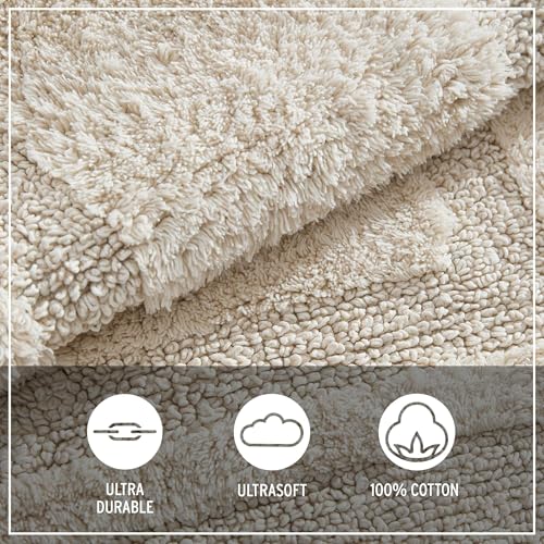 Eddie Bauer - Bathroom Rug, 100% Soft Plush Tufted Cotton Bath Rug, Highly Absorbent, Quick-Dry, and Skid-Resistant Backing (Logan Beige, 24" x 40") - color: Beige, style: 24" x 40"