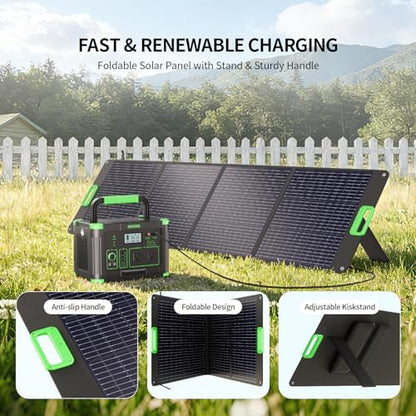 200W Portable Solar Panel Charger with 4 Kickstands, IP65 Waterproof | Foldable Solar Charger Kit with DC XT60 & Anderson Outputs for Power Stations, Outdoor RV Camping, and Emergency Blackout - color: Green