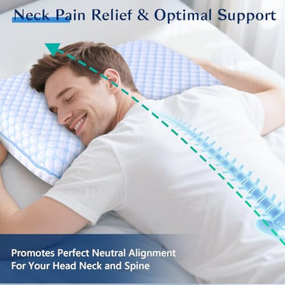 Stomach Sleeping Pillow for Shoulder and Neck Pain Relief, Thin Pillow for Sleeping- Cooling Memory Foam Pillows Flat Pillows for Stomach Sleepers,Low Profile 3.25-inches for Back Sleeper - size: 3.25"H (Standard) Super Slim