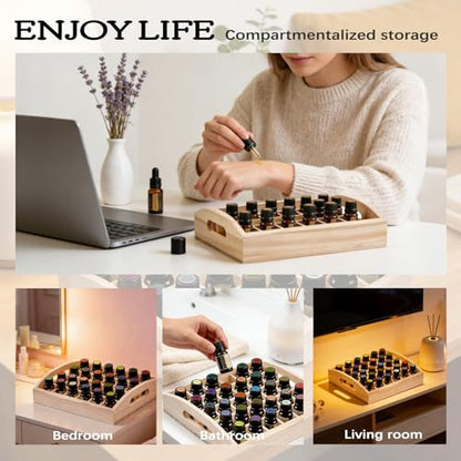 VolksRose 30-Slot Wooden Storage Box - Fits 5-15 ml Bottles, Travel & Presentation Storage, Nail Polish & Perfume Collection