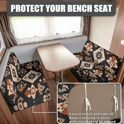 RV Dinette Cushion Covers Black Indian Tribal Pattern RV Seat Covers Camper Cushion Covers Dinette Booth Set Washable RV Couch Cover 2 Cushion Sofa RV Beach Seat Covers for Dinette - color: Indian Tribal