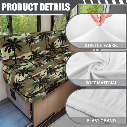 SEANATIVE RV Dinette Cushion Covers Couch Cushion Slipcovers Camo Coconut Tree Camper Cushions Cover Replacement Sofa Slipover for Travel Trailer Couch Backrest Cover & Bench Cover - color: Camo Coconut Tree