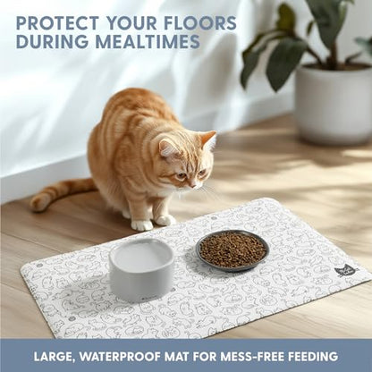 The Cat Ladies Cats Feeding Mat - Waterproof Dishwasher Safe Small Pet Eating Placemat - Cat & Dog Food Mats for Food and Water Bowl - Protect Floors from Mess - Black & White Cats - color: Black and White Cats