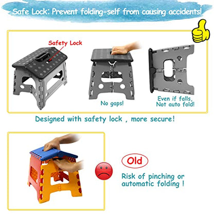 Child Step Stool for Kids and Toddlers Bathroom Sink – Foldable Safety Lock to Stable（ Grey ） - color: Only Grey