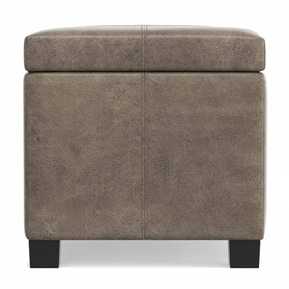 SIMPLIHOME Dover Storage Ottoman Bench - 36 inch Wide Upholstered Vegan Leather Rectangular Lift-Top Ottoman in Distressed Smoky Grey Brown, Contemporary Bench for Living Room with Safety Hinges - color: Distressed Smoky Grey Brown