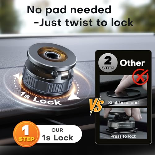 Car Phone Holder, 360°Adjustable Magnetic Phone Holder for Car, Foldable Suction Cup Phone Mount, Phone Holders for Your Car for iPhone 17/16/15/14/13/12 Series - color: Black