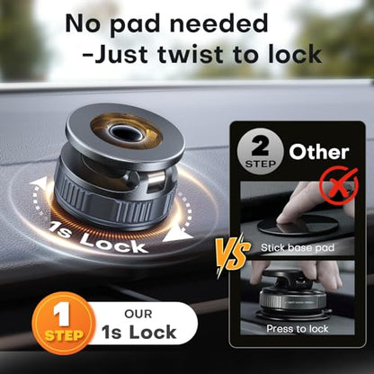 Car Phone Holder, 360°Adjustable Magnetic Phone Holder for Car, Foldable Suction Cup Phone Mount, Phone Holders for Your Car for iPhone 17/16/15/14/13/12 Series - color: Black