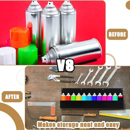 Menkxi 2 Pack Spray Can Holder Rack Organizer Wall Mount 32 Inch Aerosol Metal Spray Paint Storage Bottle for Garage and Workspace Holder with Hardware(32 Inch)
