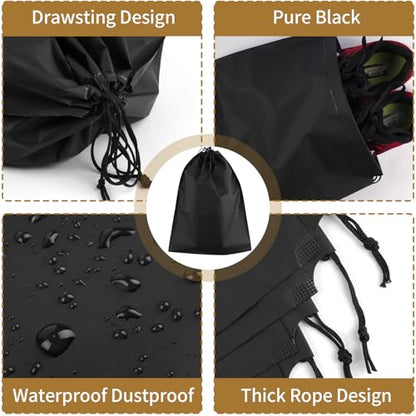 COIDEA 20 Pack Black Shoe Bags for Travel, 15.7" x 11.8", Waterproof Portable Drawstring Travel Shoe Storage Bags - color: Black