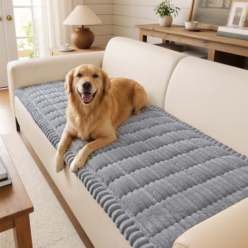 decorUhome Couch Cover for Dogs, Non-Slip Fuzzy Loveseat Protector for Seat & Backrest, Soft Washable Pet-Friendly Sofa Protector, Grey, 27.6" x 47" - color: Grey, size: 27.6"x47"
