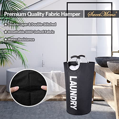 115L Large Laundry Hamper with Handles, Collapsible Laundry Basket, Tall Foldable Clothes Hamper Bag - Freestanding, Easy Carry, Durable – Black - color: Black, size: 115L