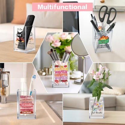 Just Breathe Acrylic Cosmetic Pencil Pen Holder Cup, Hope Inspirational Makeup Brush Organizer Holder, Women Faith Gifts, Encouragement Gifts for Women Mom Daughter Sister Friend Yoga Teacher - style: Breathe