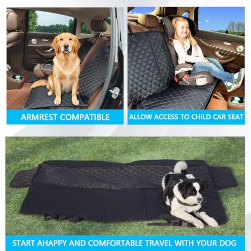 Dog Car Seat Cover for Back Seat Pet Cover for Dogs Waterproof Car Seat Protector Bench Seat Cover, Scratchproof Nonslip Durable Car Seat Covers for SUV,Truck &Cars (Standard Size:52W*48L) - size: 52"W*48"L