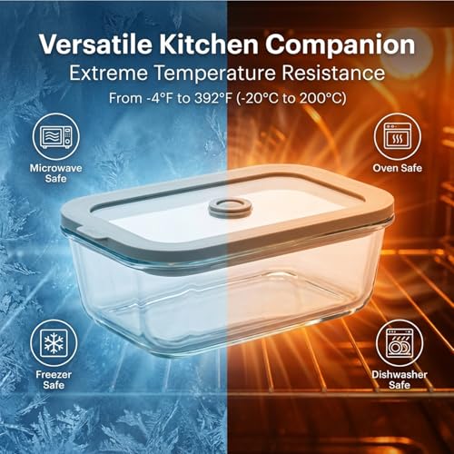5 Pack 35 oz Glass Meal Prep Containers, Plastic-Free Glass Food Storage Containers with Lids, 4.4 Cups Airtight Glass Lunch Containers for Leftovers, Microwave, Oven, Freezer and Dishwasher - size: 35oz