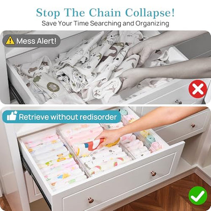 Vtopmart 4 Pack 4" Regular Upgrade Drawer Dividers for Clothes, 12.8"-22.3" Expandable Dresser Drawer Organizer, Clear Plastic Separators for Dresser, Baby Clothing, Underwear, Cosmetic, Toiletries - size: Regular-4" without Inserts