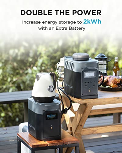 EF ECOFLOW Portable Power Station DELTA2 with Smart Extra Battery, Expand Capacity from 1024Wh to 2048Wh, Solar Generator for Home Backup, Emergency, Outdoor Camping - style: DELTA 2 with Extra Battery