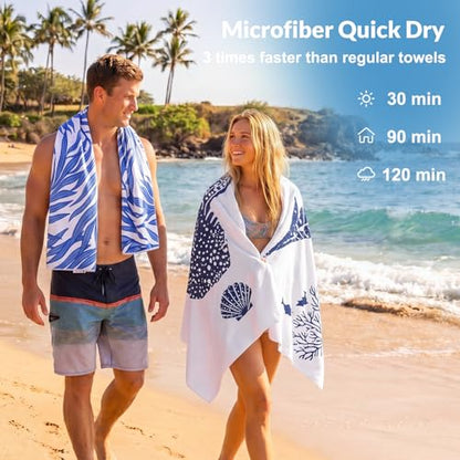 Frienda 4 Pack Microfiber Oversized Lightweight Beach Towel 71x32 in for Women Men Microfiber Quick Dry Sand Free Ocean Coastal Towels for Beach Pool Travel (Summer) - style: Summer