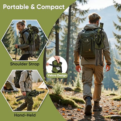 Northroad 2 Pack Tripod Camping Chairs, Portable 3 Legged Folding Tripod Stool Seat with Backrest, Small Compact Lightweight Tripod Chair for Adults Fishing Hunting - color: Green