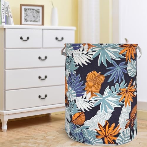 Merdes 19.7’’ Waterproof Foldable Laundry Hamper, Dirty Clothes Laundry Basket, Linen Bin Storage Organizer for Toy Collection (Plant Leaf) - color: Plant Leaf