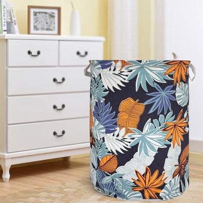Merdes 19.7’’ Waterproof Foldable Laundry Hamper, Dirty Clothes Laundry Basket, Linen Bin Storage Organizer for Toy Collection (Plant Leaf) - color: Plant Leaf