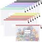 Sooez 14 Pack Mesh Zipper Pouch Bags, A4 Letter Size, Zipper Bags with Label Pocket, Waterproof Bag for Classroom Organizer, School Office Teacher Supplies, Storage Pouches for Board Game Toy Storage - style: 14 Pack
