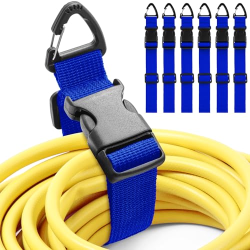 6 Pack 17 Inch Adjustable Extension Cord Holder Organizer with Triangle Clips for Garage Organization and Storage Heavy Duty Extension Cord Hanger for Men Workshop (Blue) - color: Blue