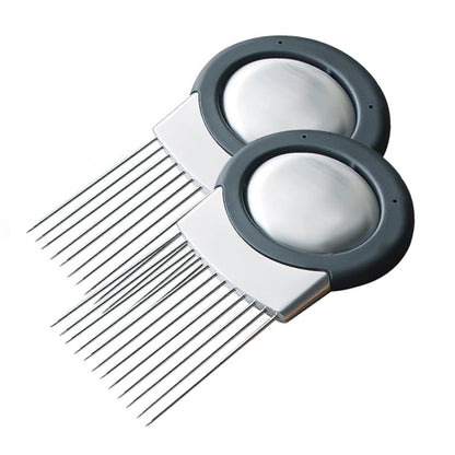 Stainless Steel Onion Slice Holder, Lemon Slicer Vegetable Cutter, Chopper Slicing Assistant Tool for Meat, Onion, Potato, Tomato Home Kitchen Tools (B-2 PCS) - color: B-2 PCS