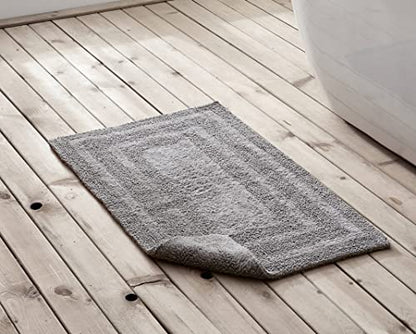 Eddie Bauer - Bathroom Rug, 100% Soft Plush Tufted Cotton Bath Rug, Highly Absorbent, Quick-Dry, and Skid-Resistant Backing (Logan Chrome Grey, 2 Piece) - color: Chrome Grey, style: 2 Piece