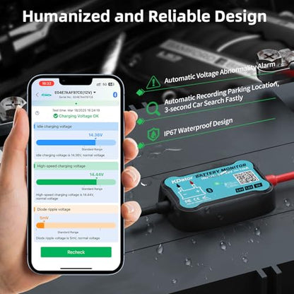 6V 12V 24V Bluetooth Battery Monitor BM7–Work for All Lead-Acid & Lithium Battery with Charging, Cranking System Test & Auto Alarm – Waterproof Voltmeter for Cars, Vans, Trucks, Motorcycles, Boats - style: For 6-24V Lead-Acid & Lithium Battery