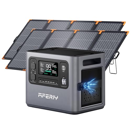 AFERIY P280 Portable Power Station 2800W (Peak 5600W) with 2pcs 400W Bifacial Solar Panel,120V 2048Wh LiFePO4 Battery Backup,Solar Generator for Home Use,Outdoor Camping,Power Outage,Camping,RV - color: 2800W Power Station-F